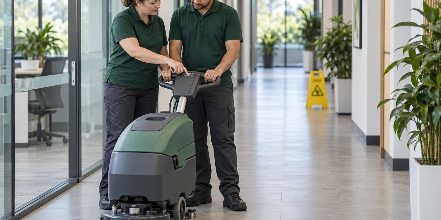 AI illustration of practical floor-cleaning equipment training